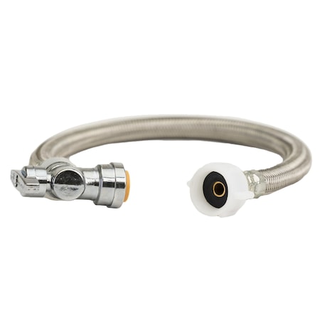 Quickfitting 1/2in Push-to-Connect Angle Valve x 7/8in Ballcock x 18in Length Toilet Connector Hose LF755AR